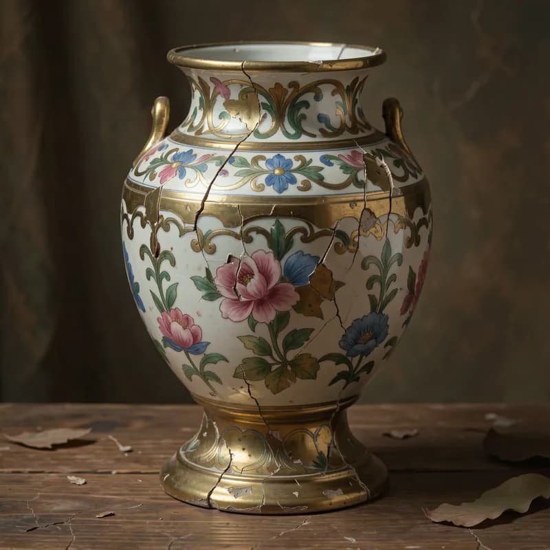 Chipped Porcelain and Brass