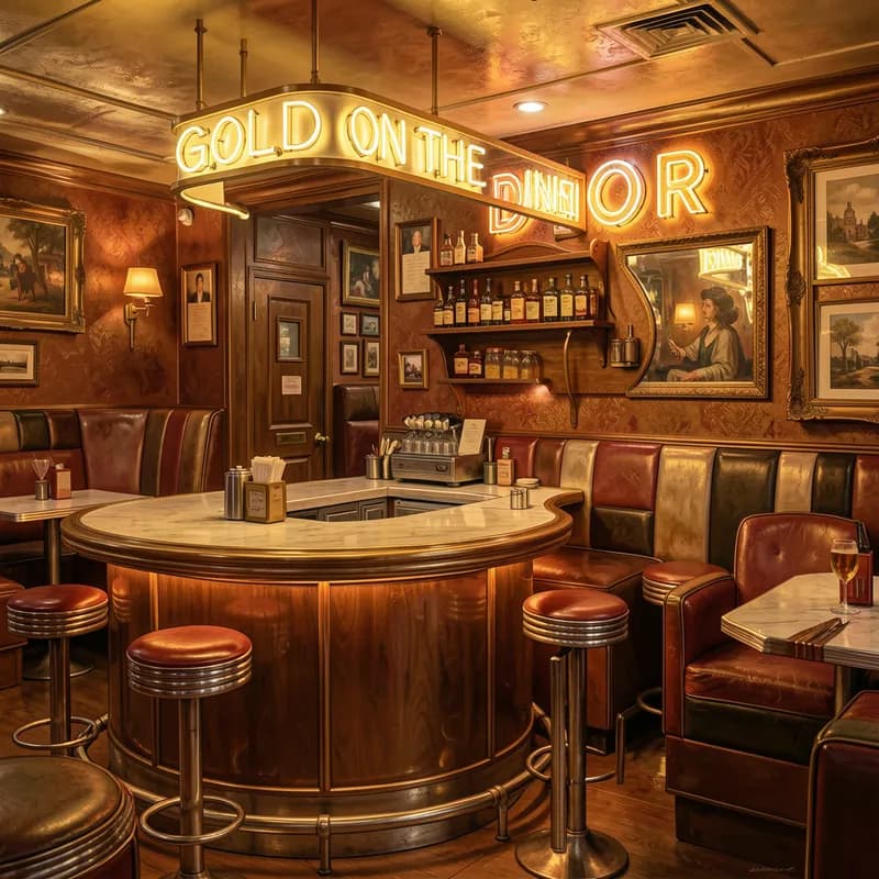 Gold on the Diner Wall
