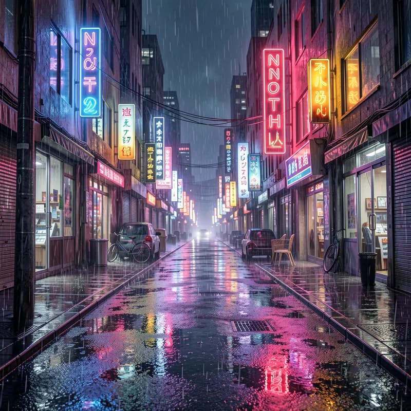 Neon on the Rain