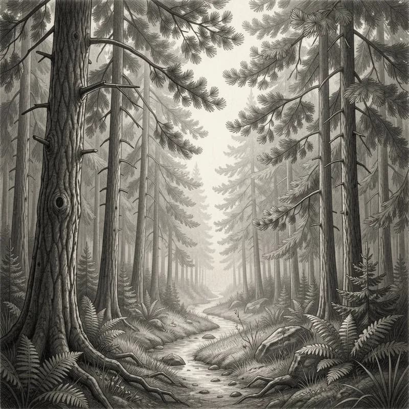 Pencil Marks and Pine