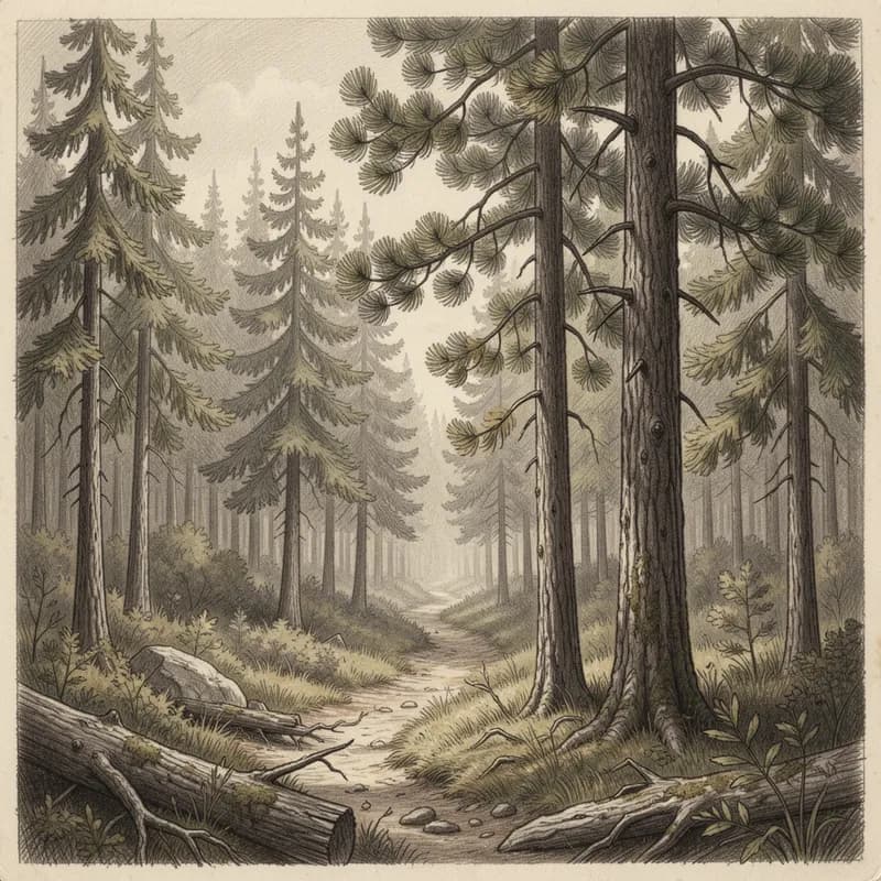 Pencil Marks and Pine
