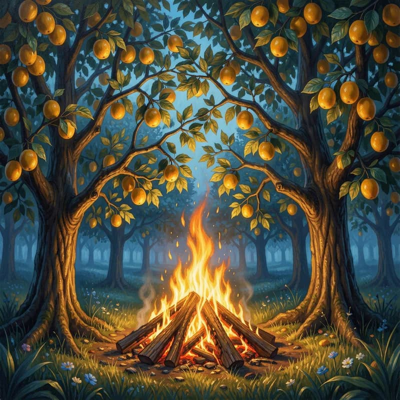 Orchard Gold and Bonfire Blue