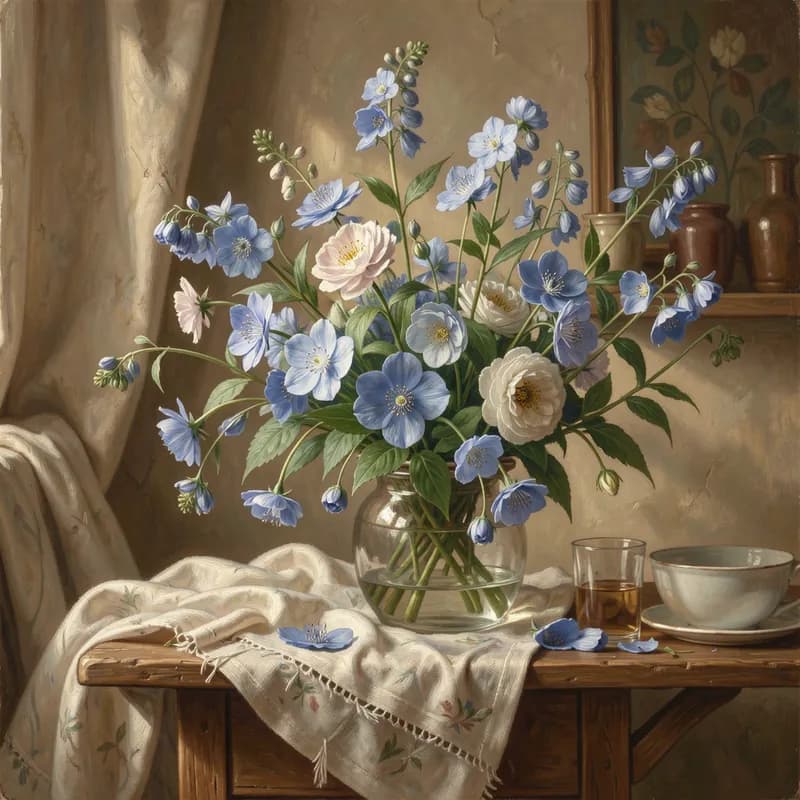Linen and Larkspur