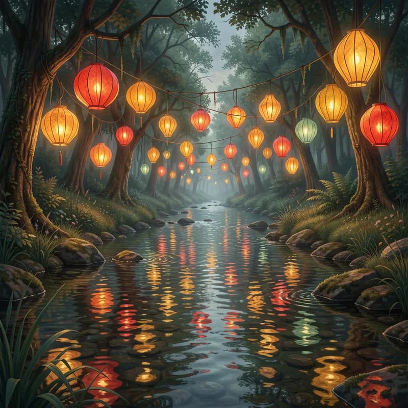 Paper Lanterns and Creek Water