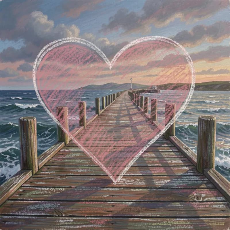 Chalk Hearts on the Pier