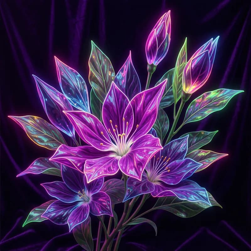 Velvet Glass and Neon Petals