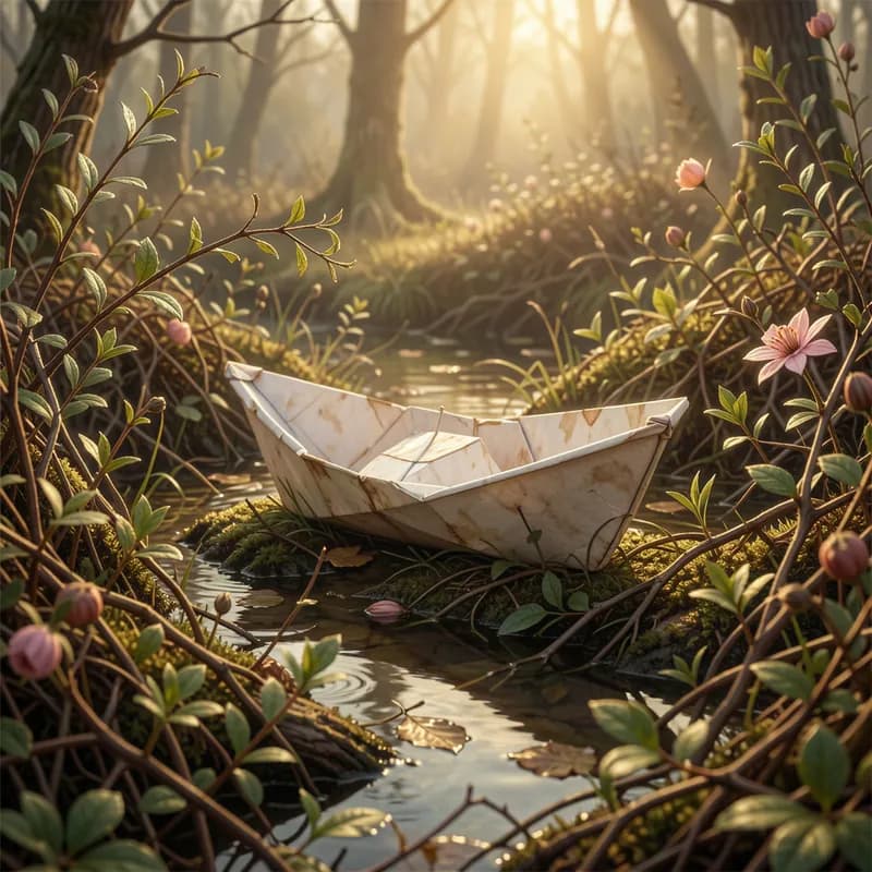 Paper Boat in the Brambles