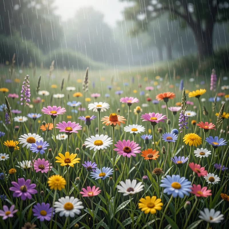 Wildflowers in the Rain