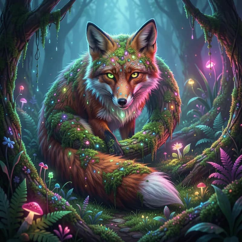 Neon Moss and the Spiral Fox