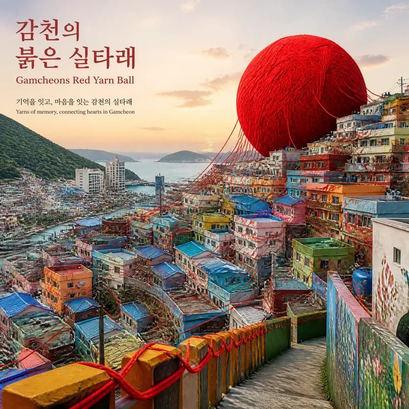 감천의 붉은 실타래 (Gamcheon's Red Yarn Ball)