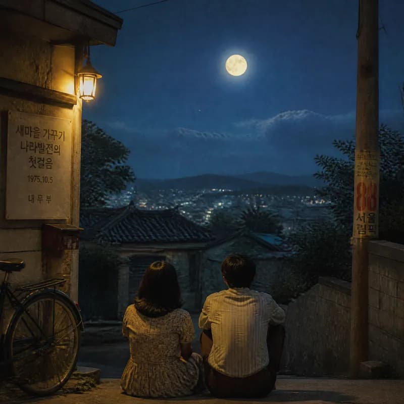 1975년의 보름달 아래