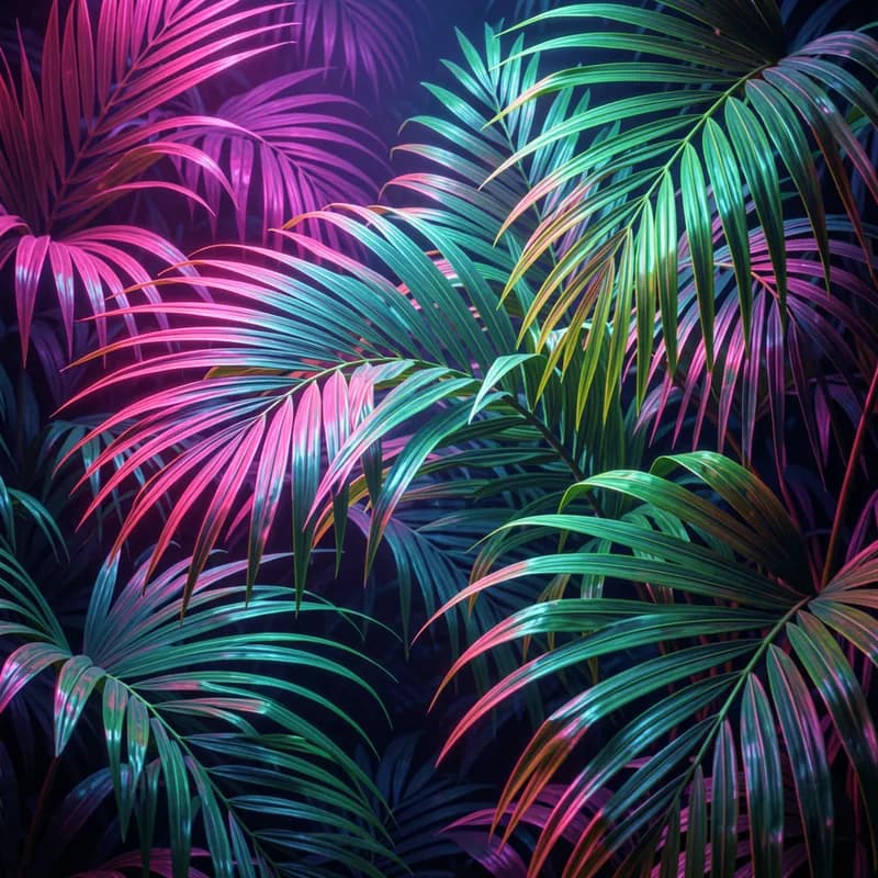 Neon Palm Fronds